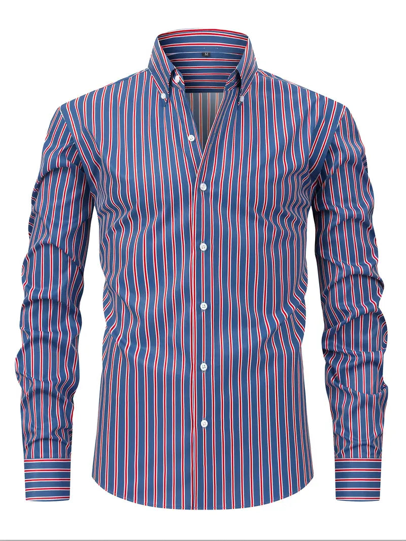 Tobias | Herren Slim Fit Streifen Knopfhemd