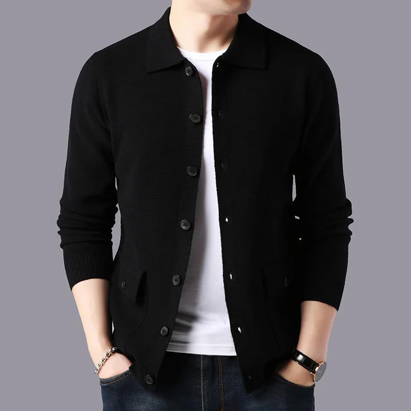 Erik | Herren Strickjacke mit Kragen und Knopfleiste