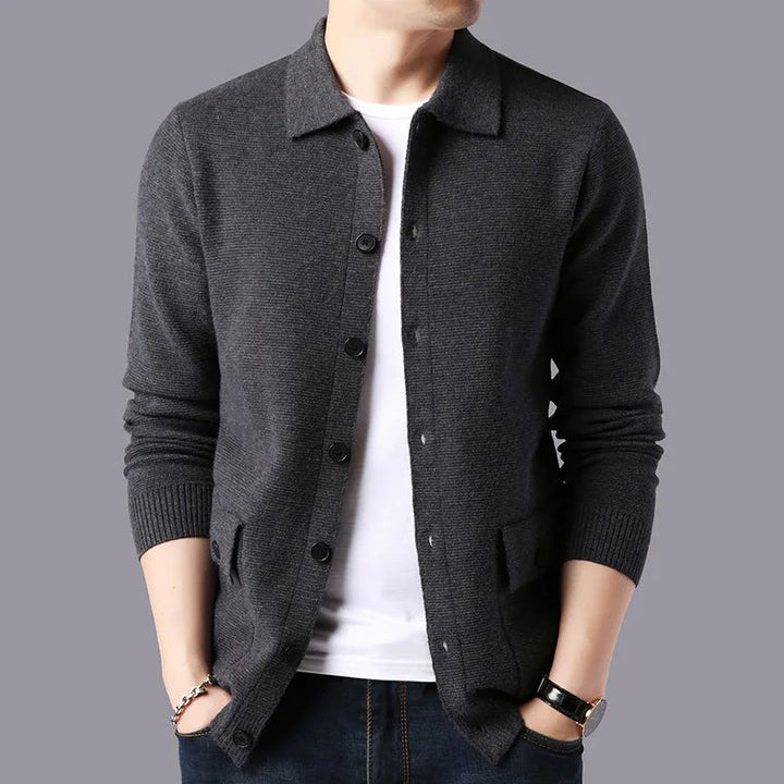 Erik | Herren Strickjacke mit Kragen und Knopfleiste