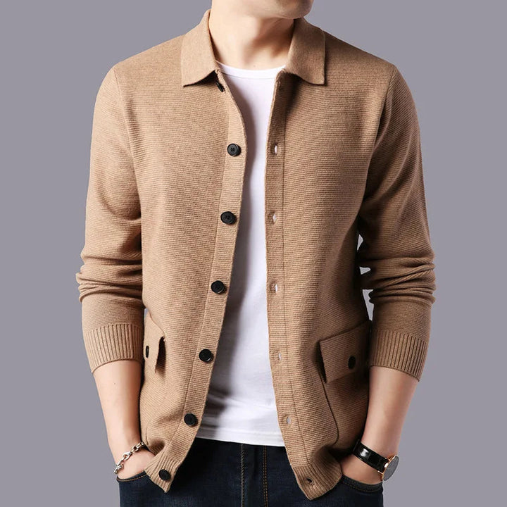 Erik | Herren Strickjacke mit Kragen und Knopfleiste