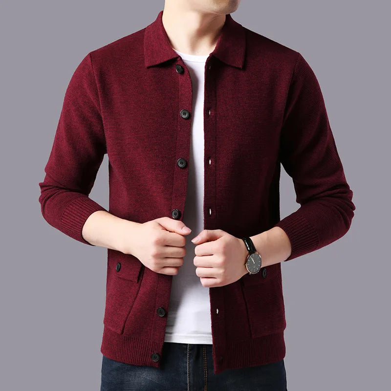 Erik | Herren Strickjacke mit Kragen und Knopfleiste