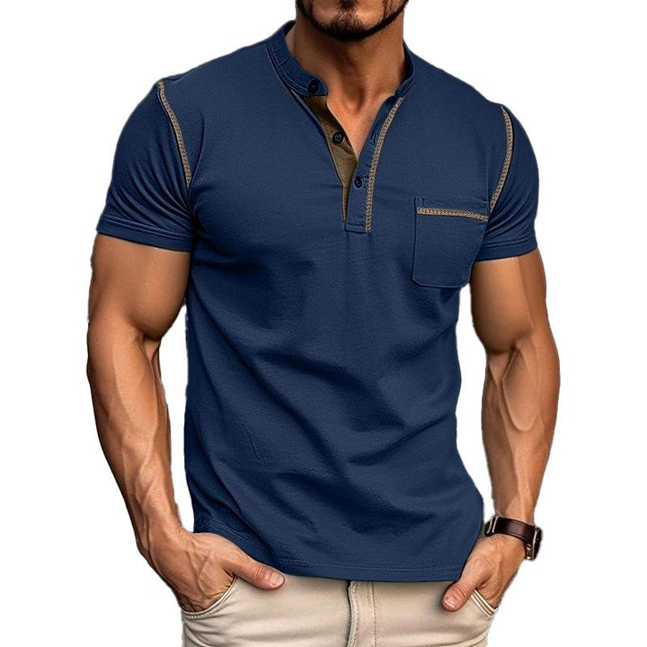 Armin | Herren Kontrastbesatz Henley Kurzarmshirt