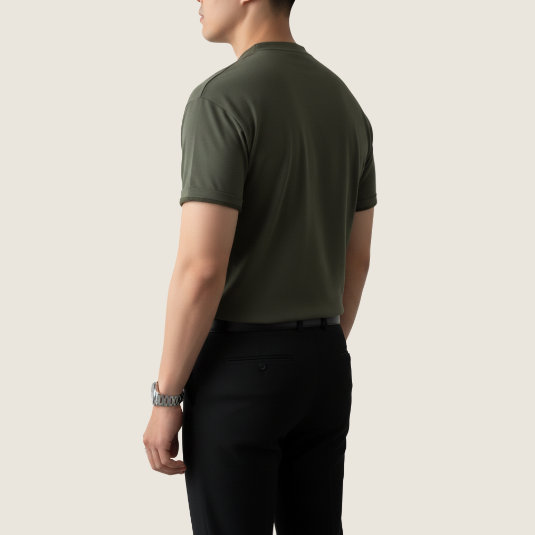 Zacharias | Herren Minimal Knopf Henley Kurzarmshirt