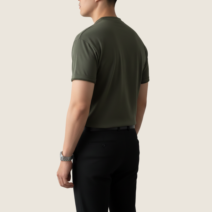 Zacharias | Herren Minimal Knopf Henley Kurzarmshirt