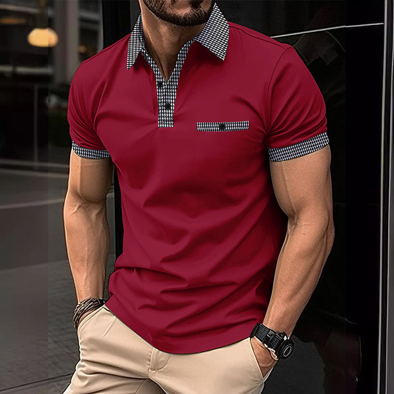 Simon | Herren Karo-Kragen Taschen Polohemd