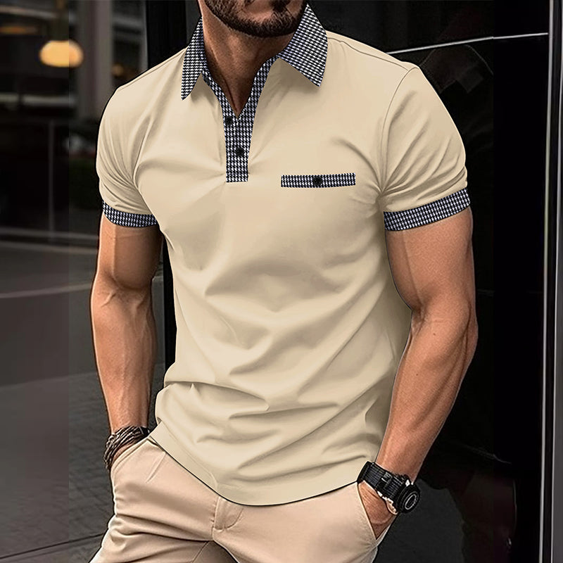 Simon | Herren Karo-Kragen Taschen Polohemd