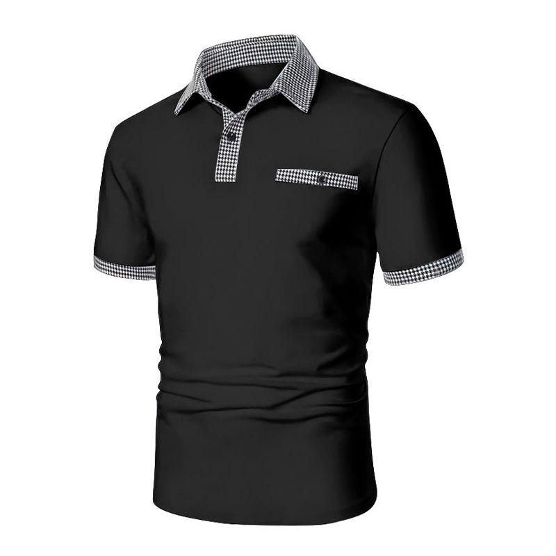 Simon | Herren Karo-Kragen Taschen Polohemd