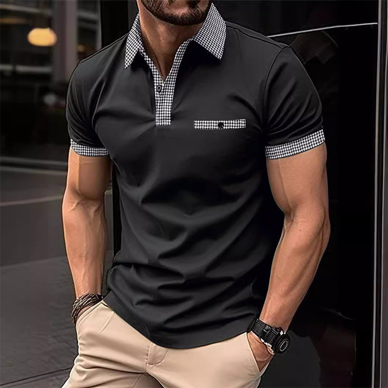 Simon | Herren Karo-Kragen Taschen Polohemd