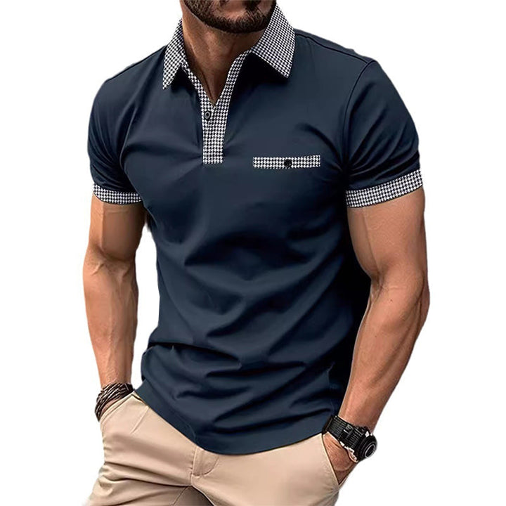 Simon | Herren Karo-Kragen Taschen Polohemd