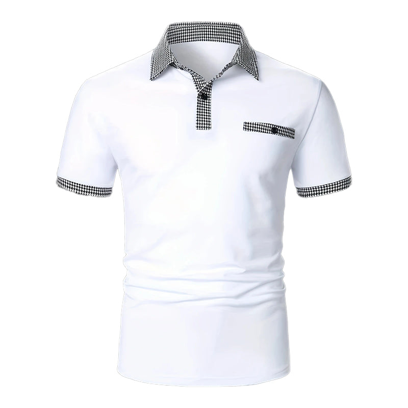 Simon | Herren Karo-Kragen Taschen Polohemd