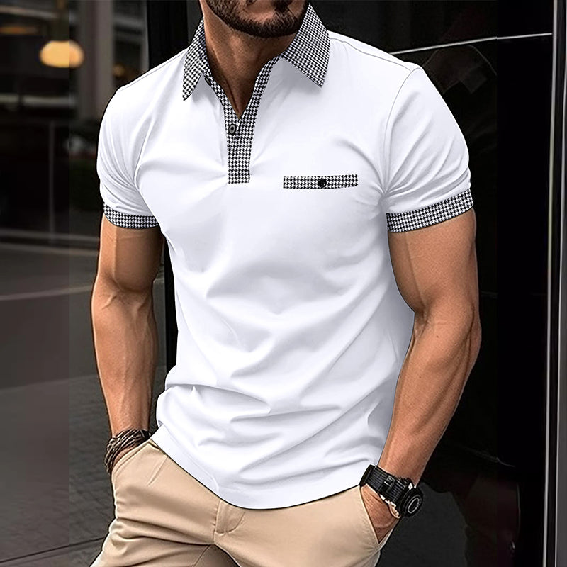 Simon | Herren Karo-Kragen Taschen Polohemd