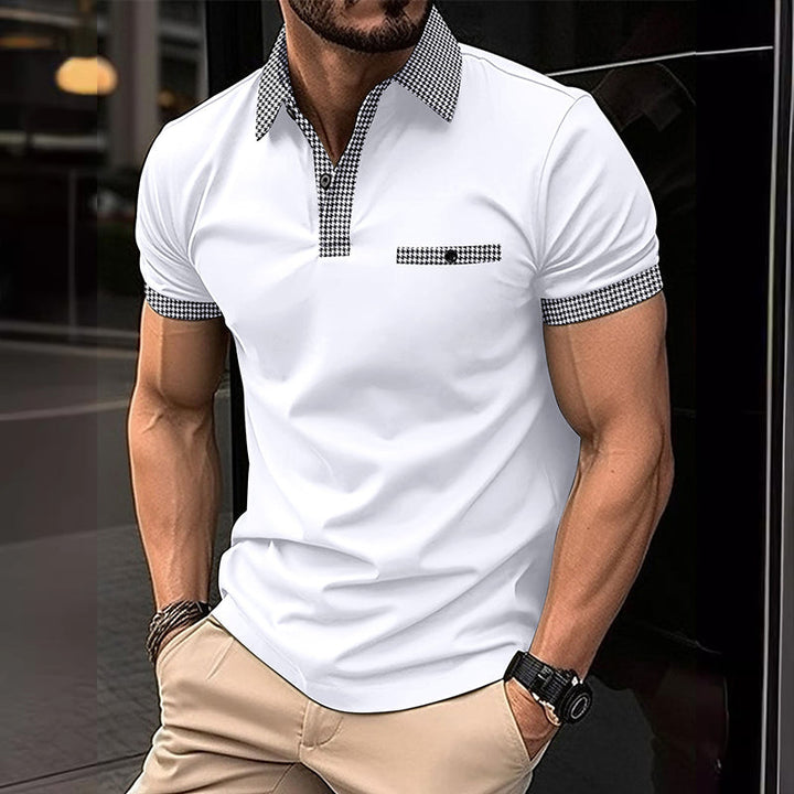 Simon | Herren Karo-Kragen Taschen Polohemd