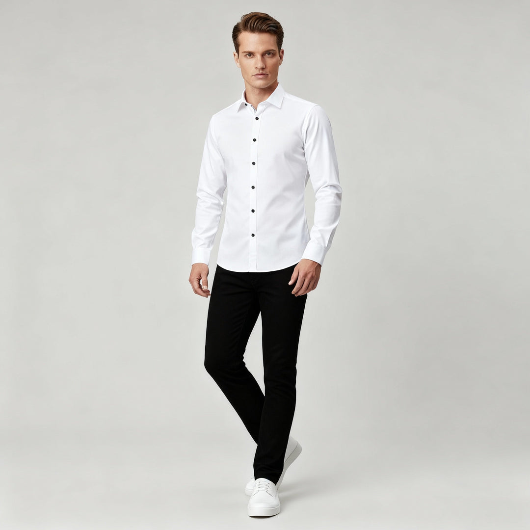 Franz | Herren Slim Fit Knopfleiste Formelles Hemd