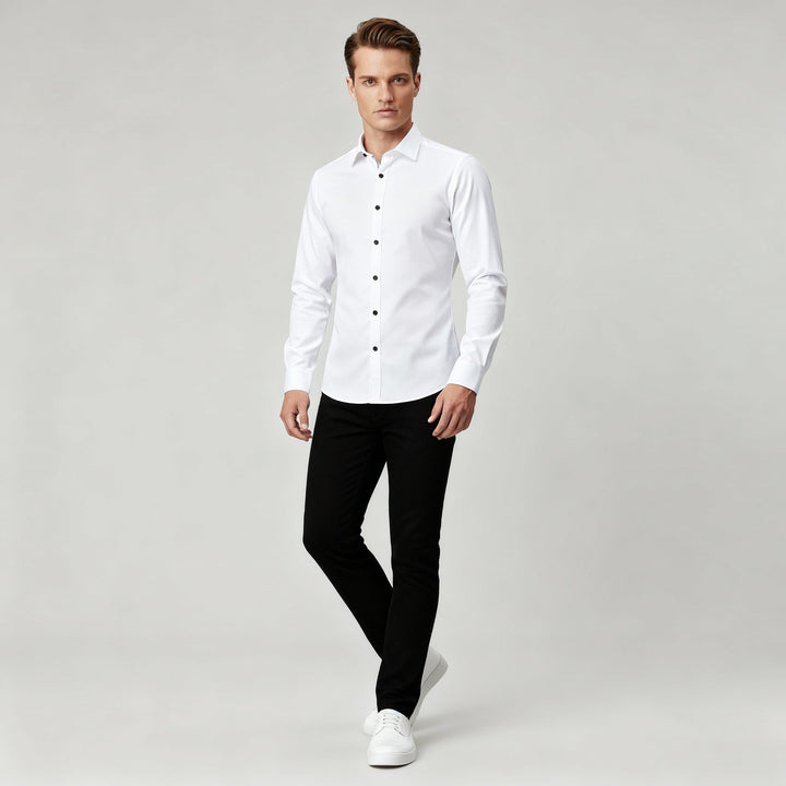 Franz | Herren Slim Fit Knopfleiste Formelles Hemd