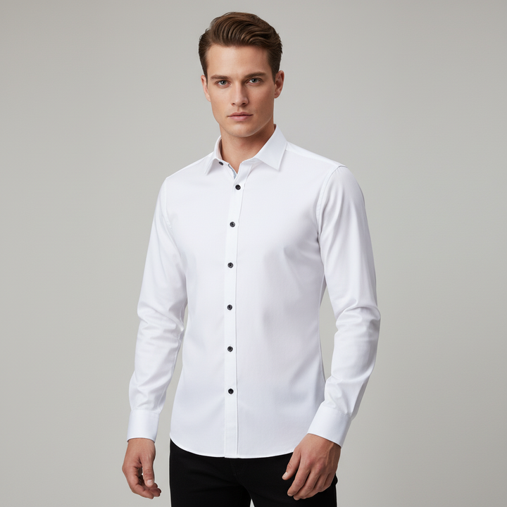 Franz | Herren Slim Fit Knopfleiste Formelles Hemd
