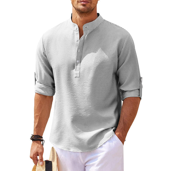 Edgar | Herren Stehkragen Halbknopfleiste Freizeit Shirt