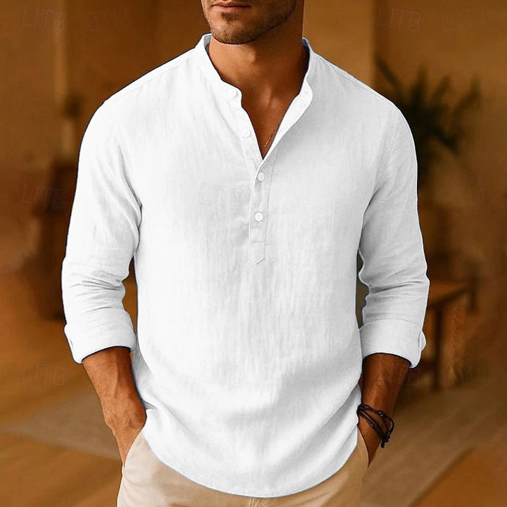 Joachim | Herren Langarm Henley Freizeitshirt
