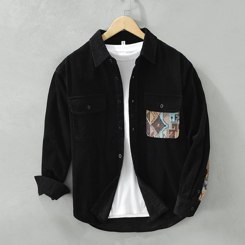 Erich | Herren Struktur Taschen Knopfleisten Freizeit Shirt