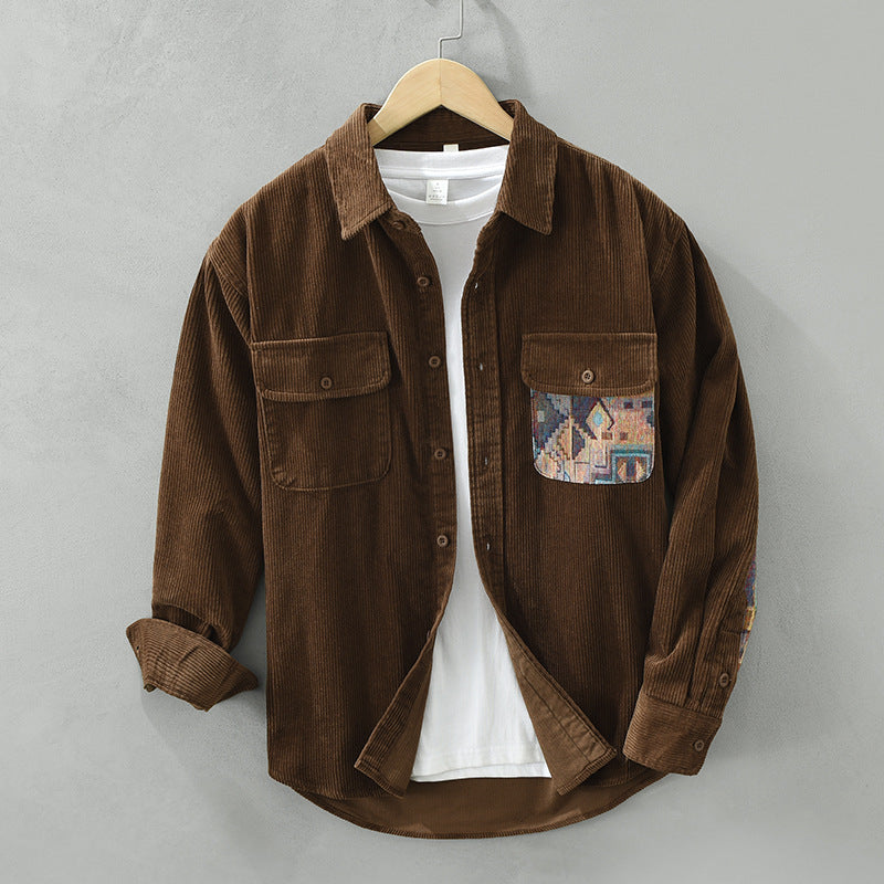 Erich | Herren Struktur Taschen Knopfleisten Freizeit Shirt