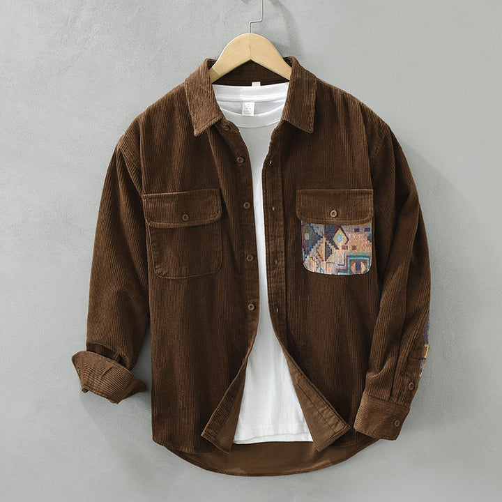 Erich | Herren Struktur Taschen Knopfleisten Freizeit Shirt