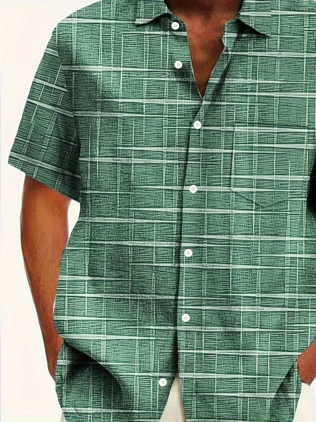 Armin | Herren Kurzarm Muster Knopf Freizeit Shirt
