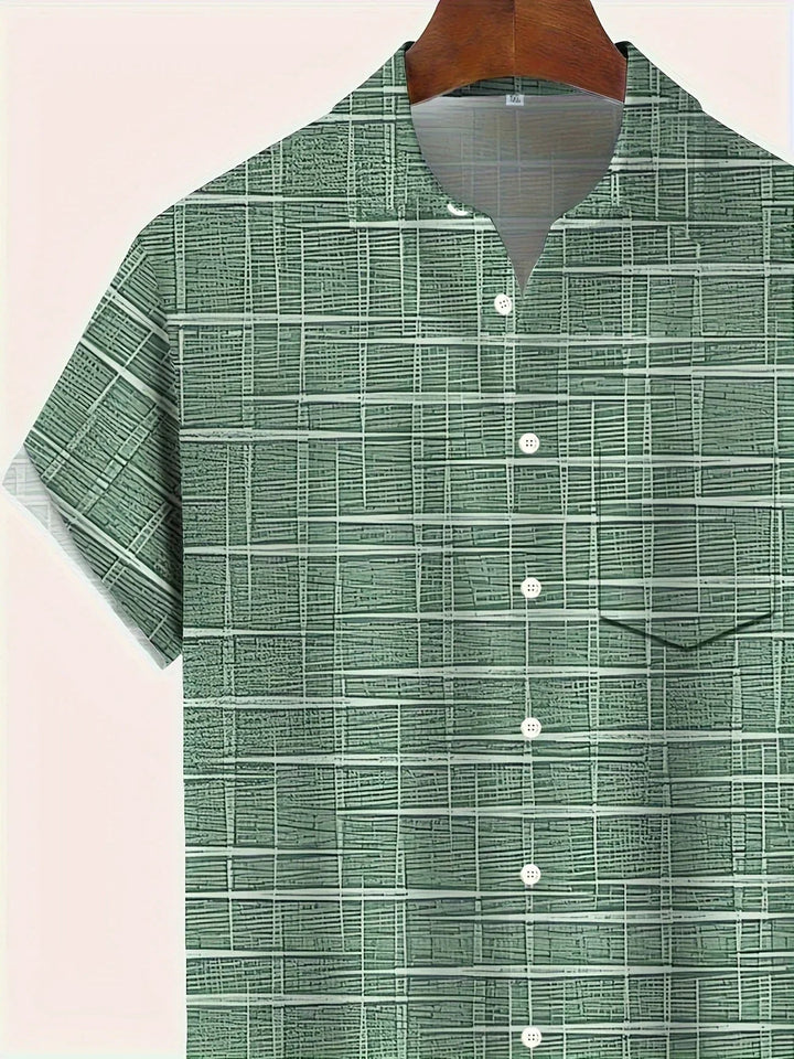 Armin | Herren Kurzarm Muster Knopf Freizeit Shirt