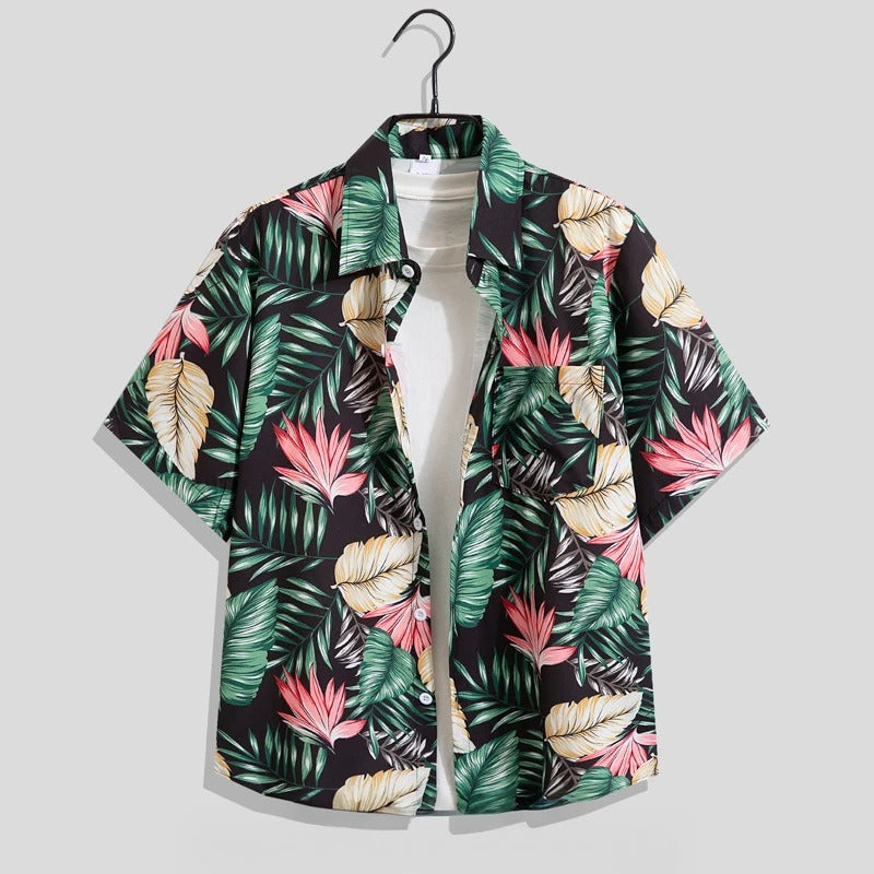 Bernd | Herren Blumenmuster Kurzarm Freizeit Shirt