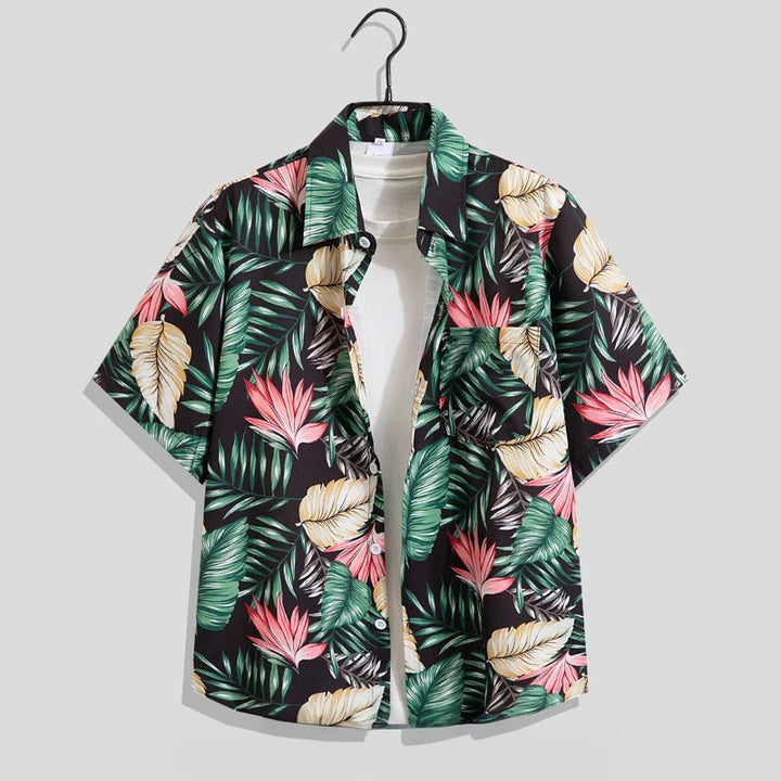 Bernd | Herren Blumenmuster Kurzarm Freizeit Shirt
