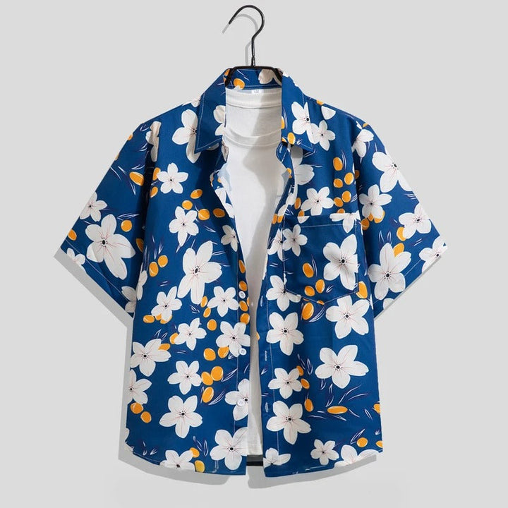 Bernd | Herren Blumenmuster Kurzarm Freizeit Shirt