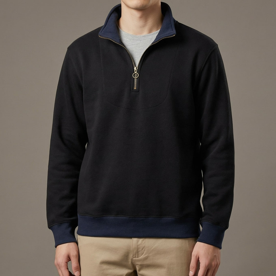 Heinrich | Herren Pullover mit Kontrastbesatz und halbem Reißverschluss