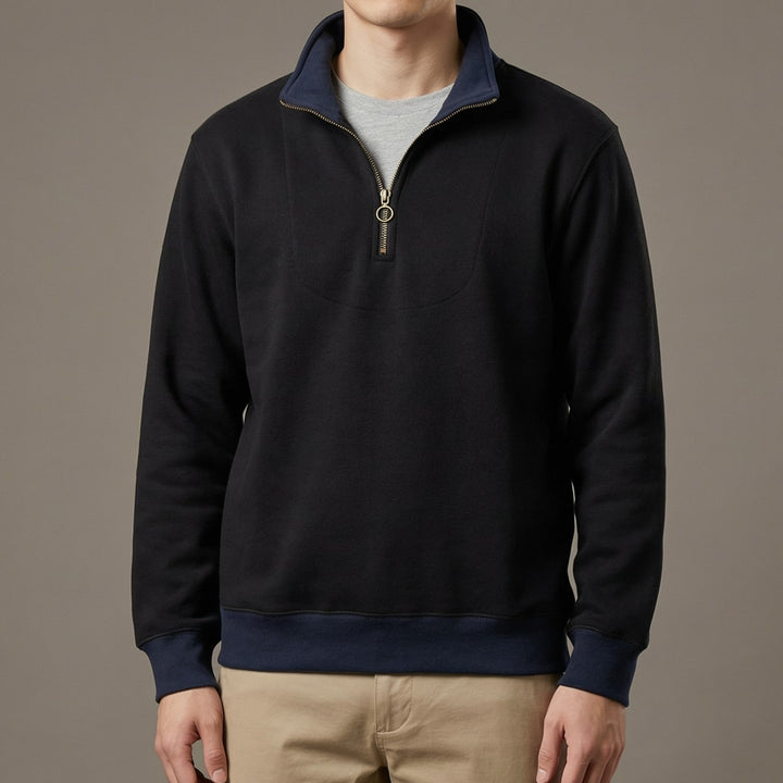 Heinrich | Herren Pullover mit Kontrastbesatz und halbem Reißverschluss