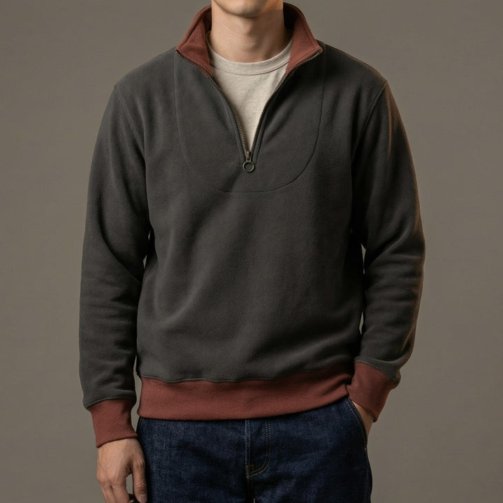Heinrich | Herren Pullover mit Kontrastbesatz und halbem Reißverschluss