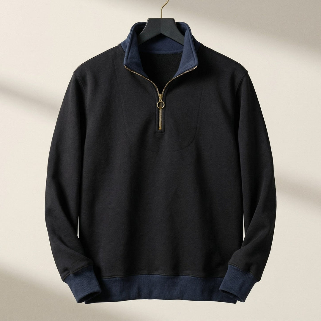 Heinrich | Herren Pullover mit Kontrastbesatz und halbem Reißverschluss