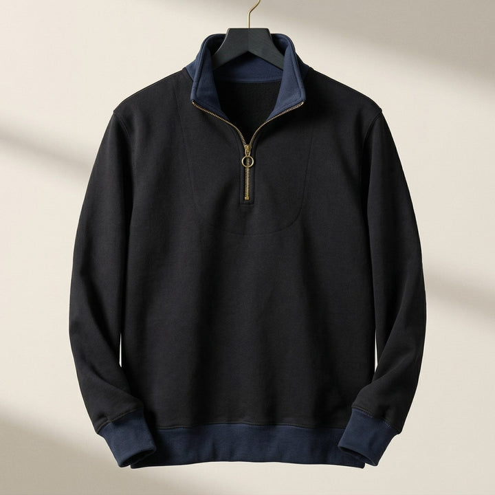 Heinrich | Herren Pullover mit Kontrastbesatz und halbem Reißverschluss