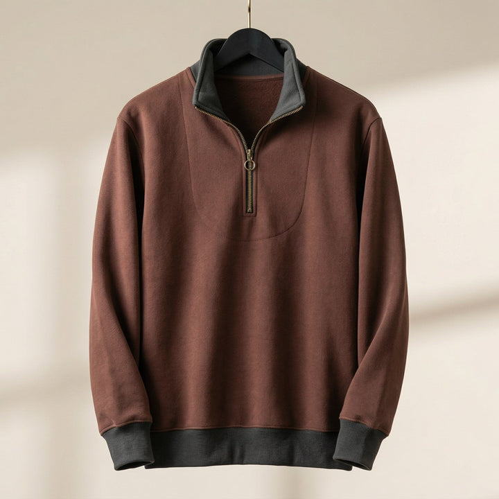 Heinrich | Herren Pullover mit Kontrastbesatz und halbem Reißverschluss