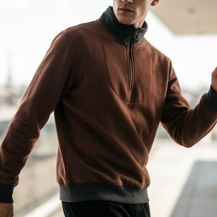 Heinrich | Herren Pullover mit Kontrastbesatz und halbem Reißverschluss
