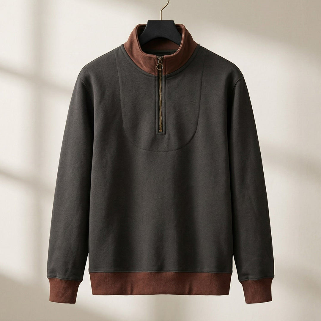 Heinrich | Herren Pullover mit Kontrastbesatz und halbem Reißverschluss