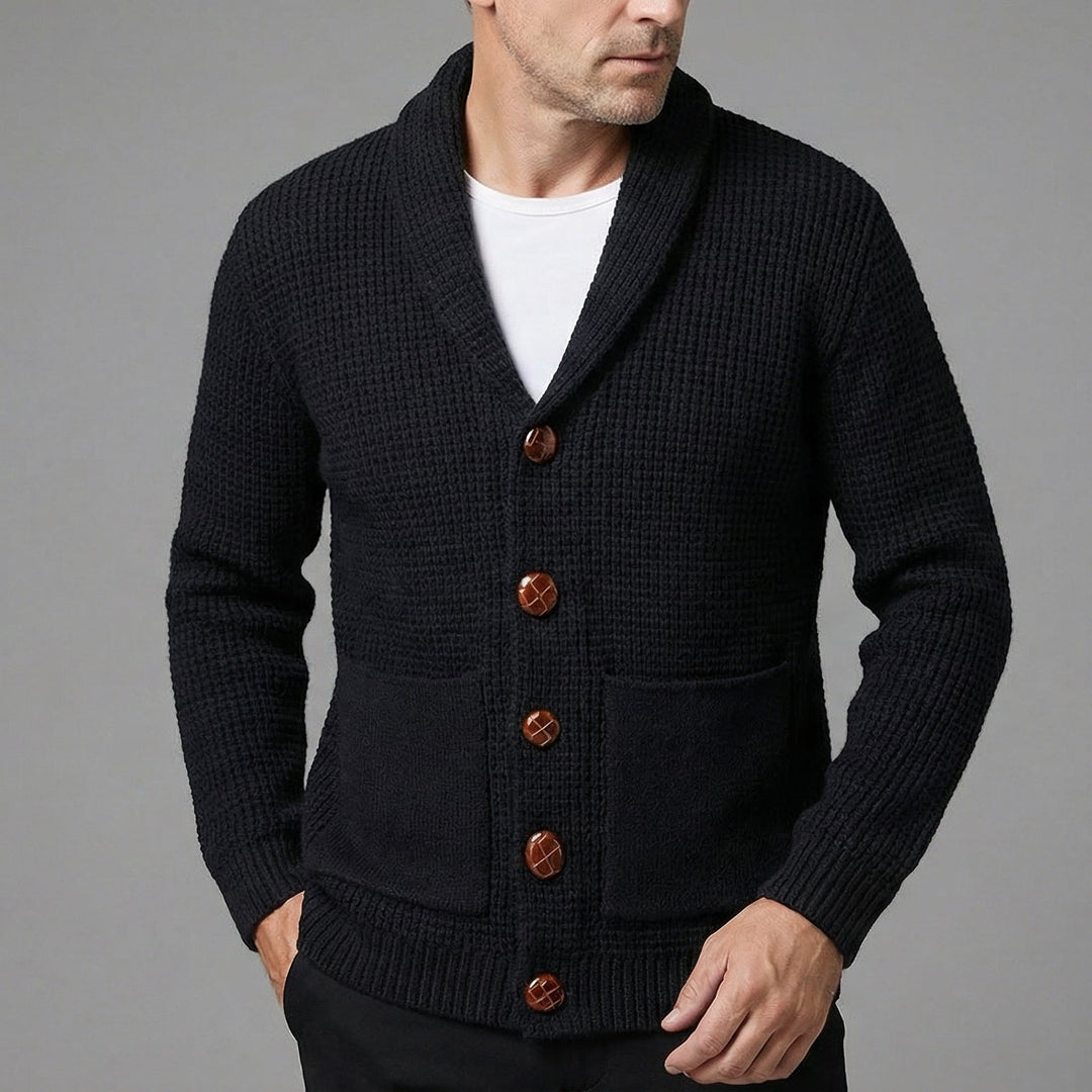 Patrick | Herren Strickcardigan mit Schalkragen und Knöpfen