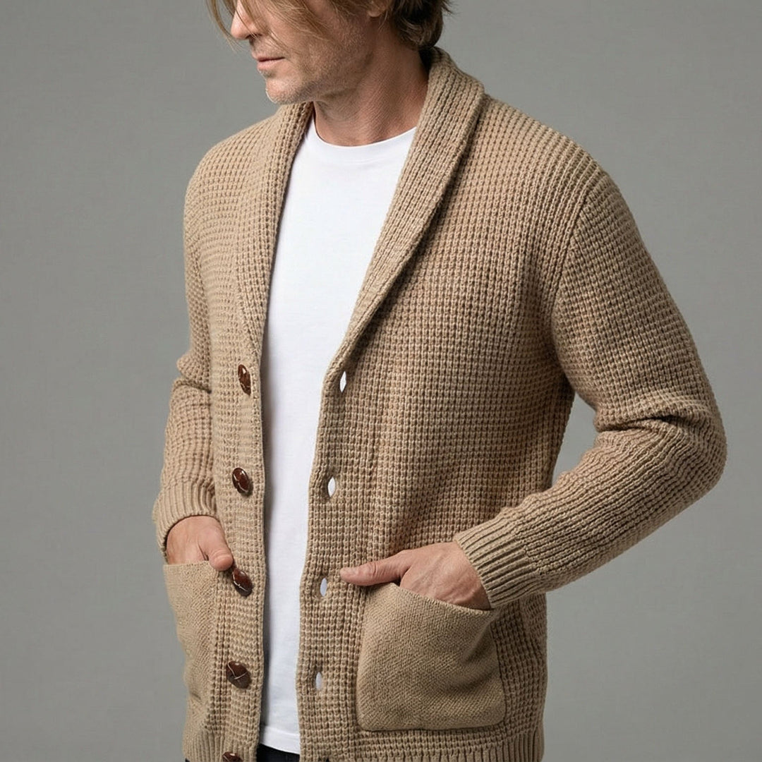 Patrick | Herren Strickcardigan mit Schalkragen und Knöpfen