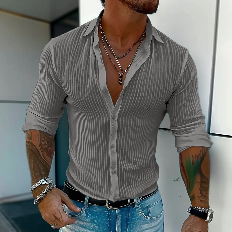 Fabian | Herren Gerippt Slim Fit Knopfhemd