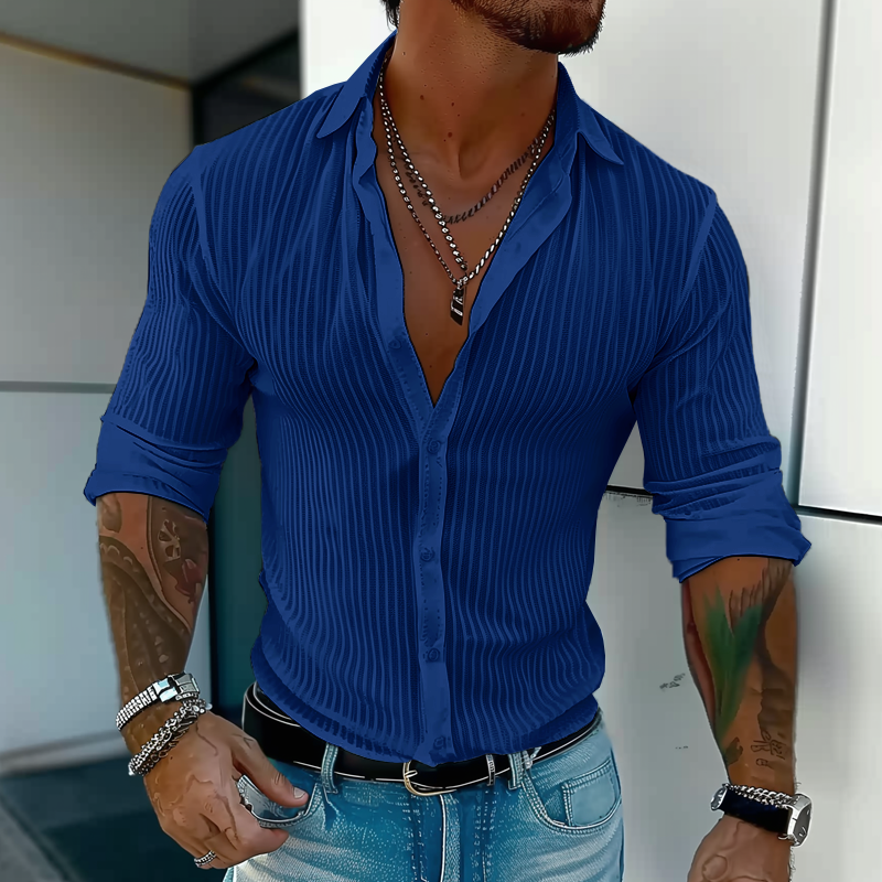 Fabian | Herren Gerippt Slim Fit Knopfhemd