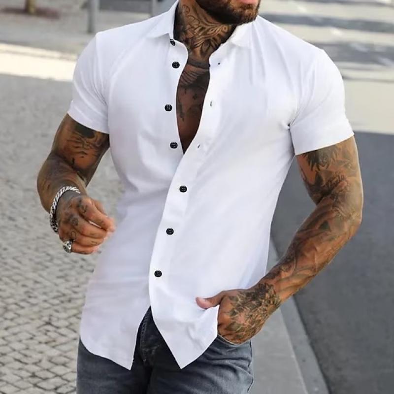Dirk | Herren Slim Fit Kurzarm-Knopfhemd