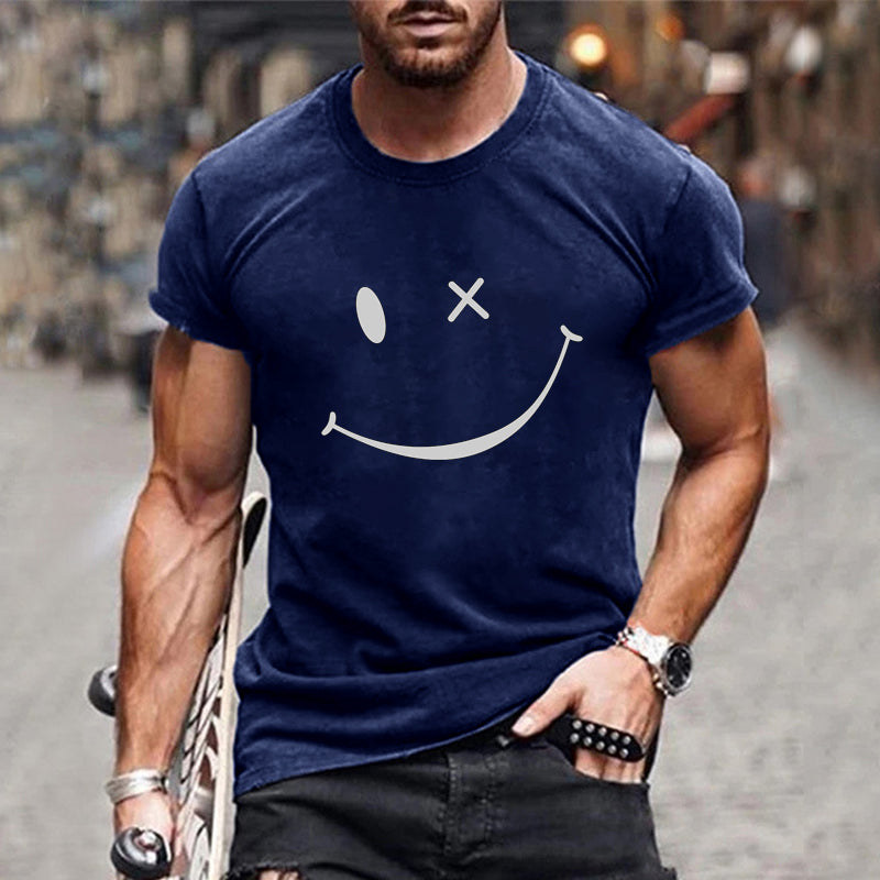 Adrian | Herren Grafik Smile Freizeit Kurzarm T-Shirt