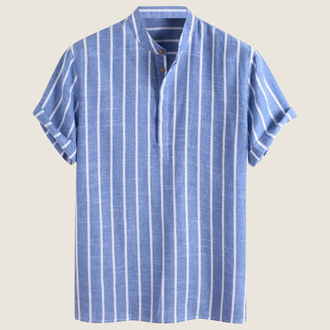 Albert | Herren Vertikalstreifen Stehkragen Kurzarmshirt