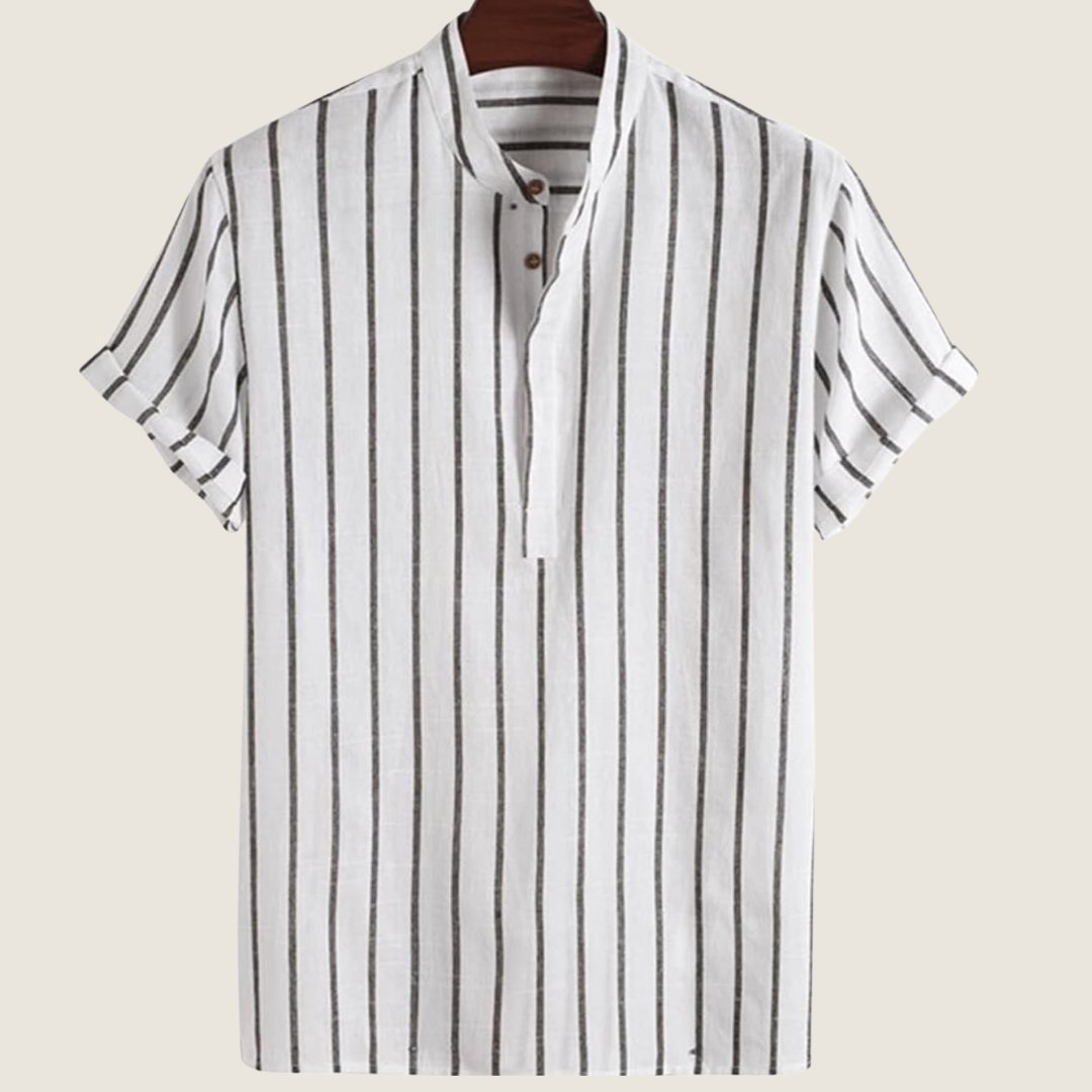 Albert | Herren Vertikalstreifen Stehkragen Kurzarmshirt