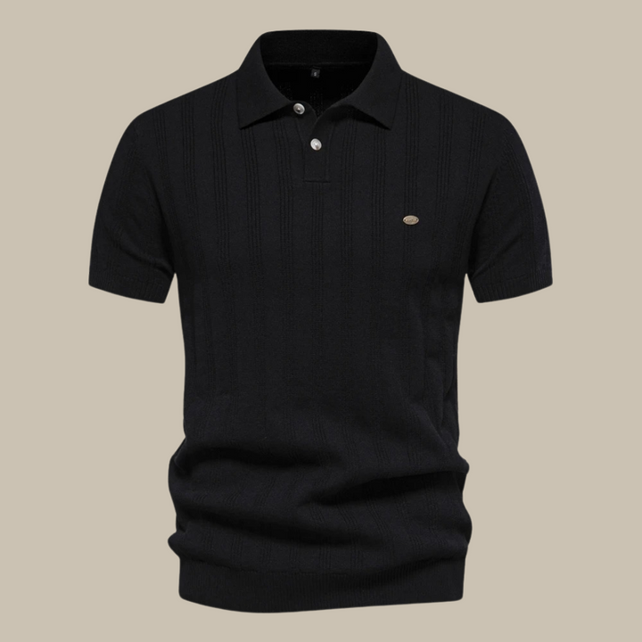 Stefan | Herren Struktur Knopf Polo Strickshirt