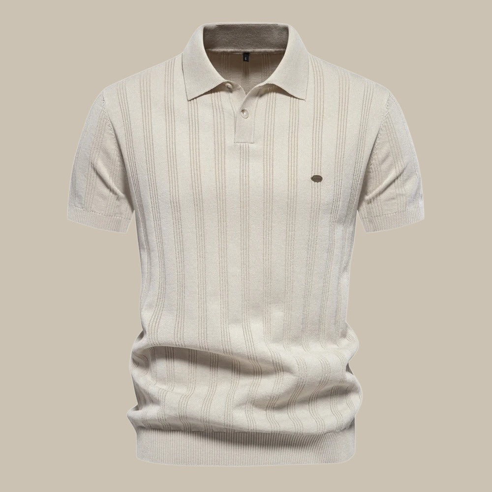 Stefan | Herren Struktur Knopf Polo Strickshirt