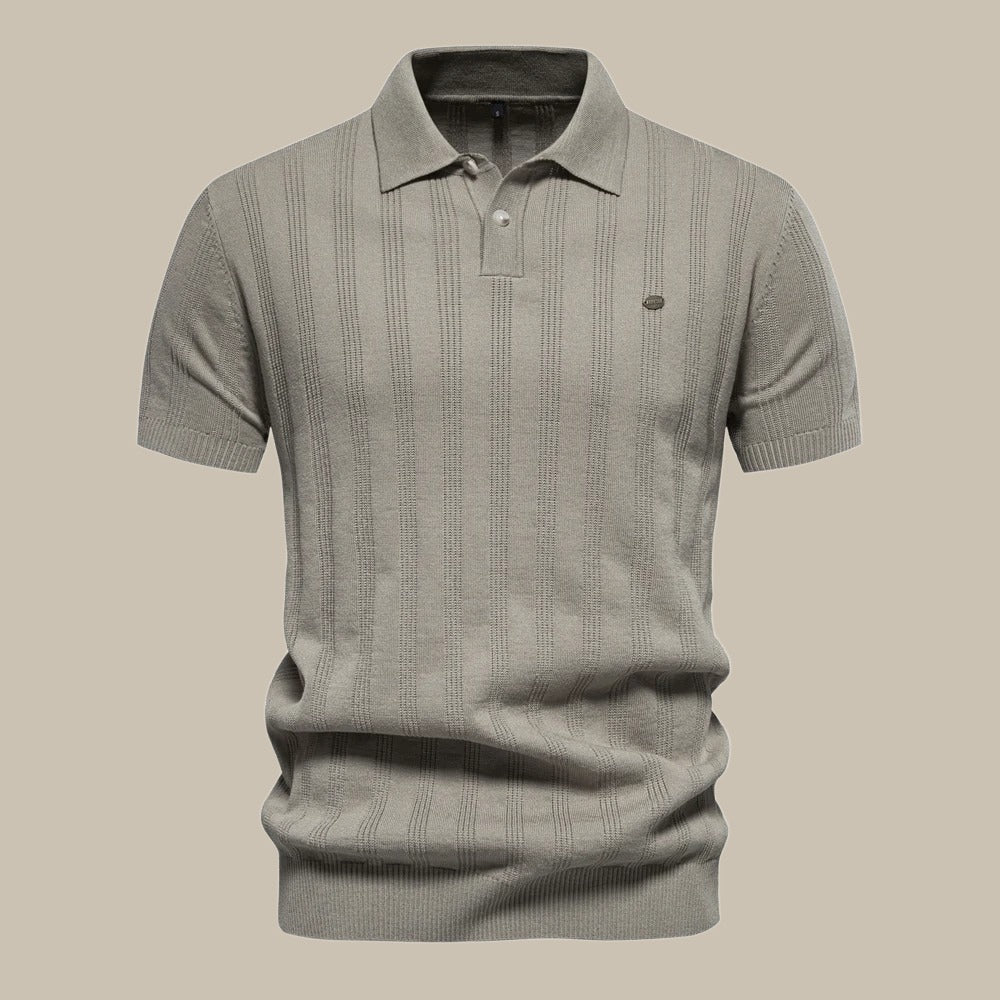 Stefan | Herren Struktur Knopf Polo Strickshirt