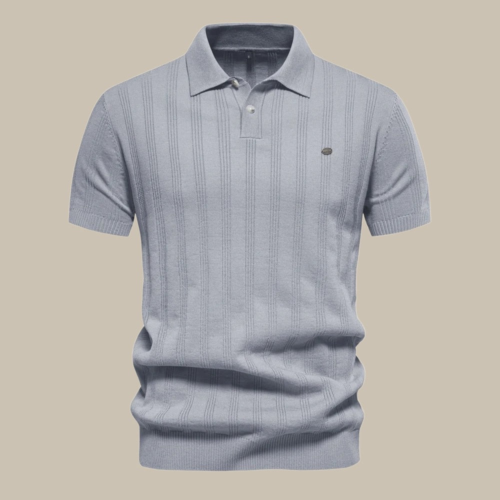 Stefan | Herren Struktur Knopf Polo Strickshirt
