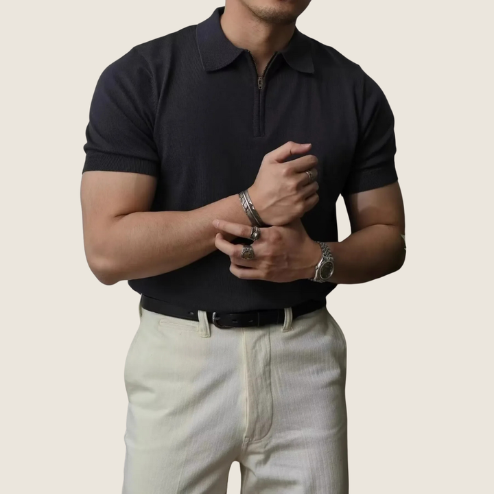 Vincent | Herren Minimal Reißverschlusskragen Polohemd